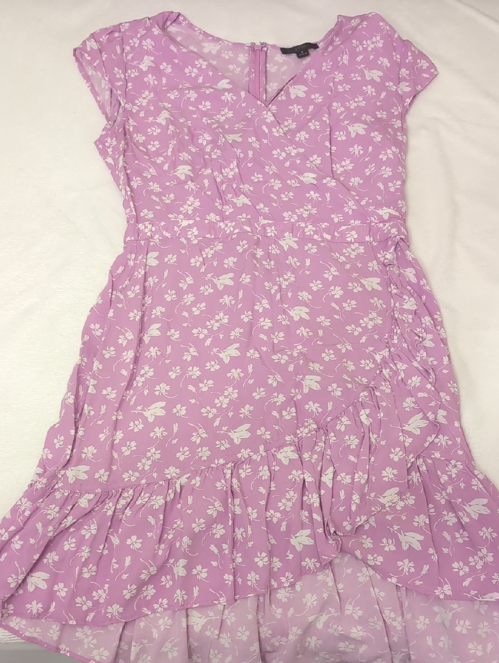 J. Crew Lavender Pink Floral Ruffle Dress